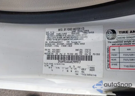 2010 Ford Fusion Sel from USA, damaged, VIN 3FAHP0JAXAR299977